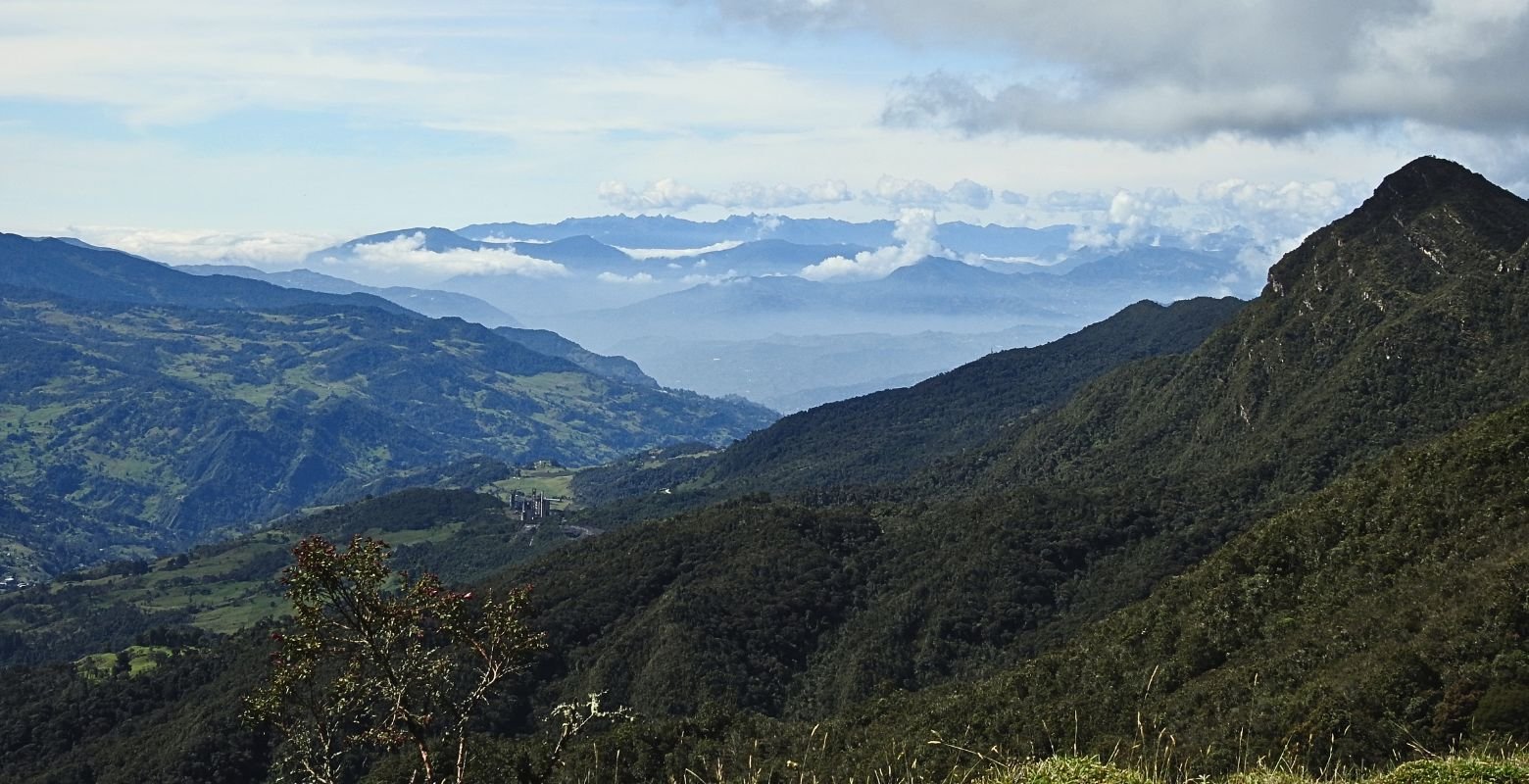 Panoramic landscape of the High Andean Forest and Páramo in Chingaza National Natural Park, Colombia.
